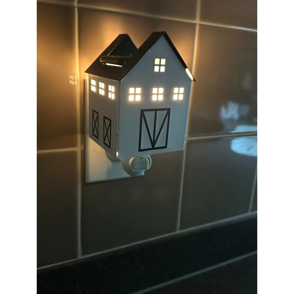 Farmhouse House Wax Warmer Plug In White Black Night Light Scent Warmer